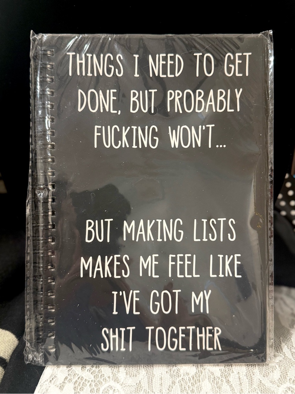 Black Spiral Notebook - Funny Quote